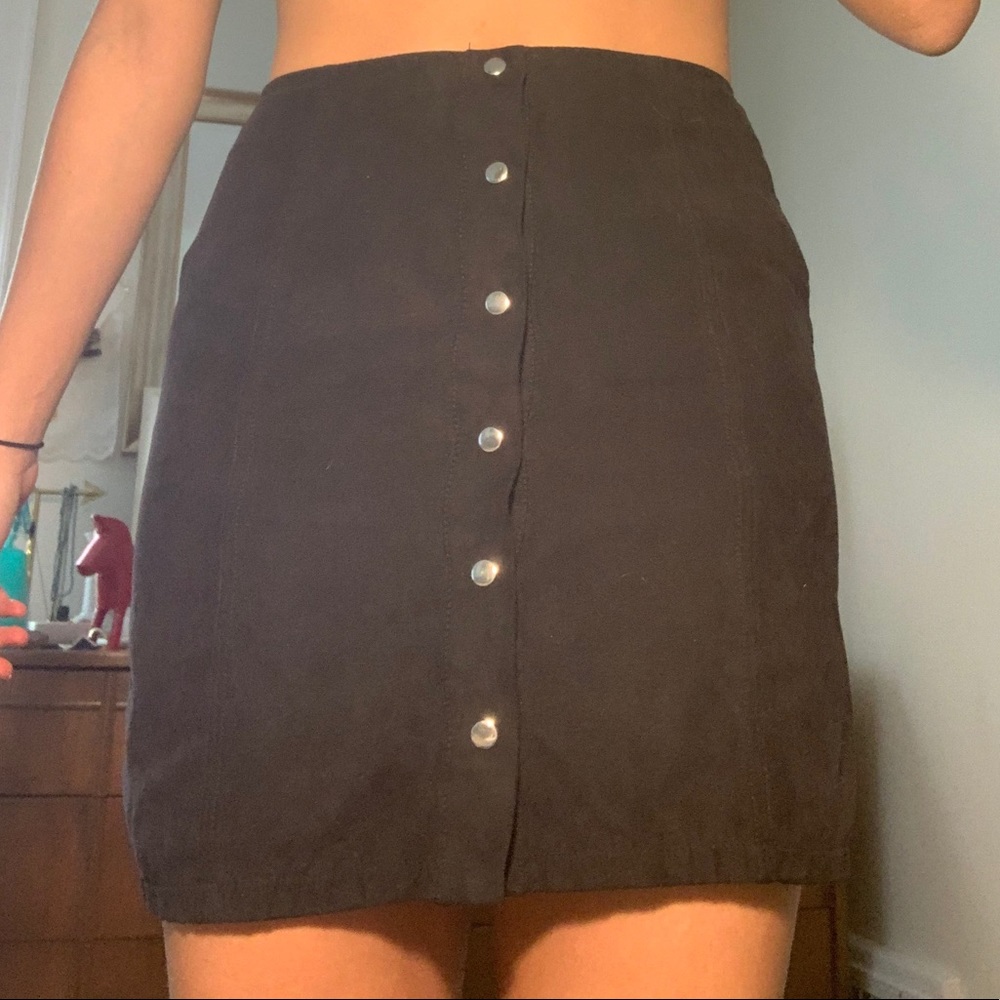 Faux suede black mini skirt
